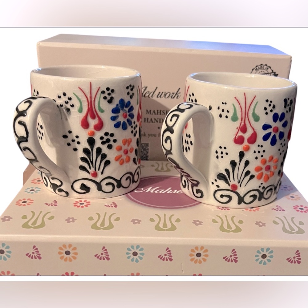 2 Mahserte Handmade Ceramic 5Oz Espresso Cups, Coffee Cup Set, NEW! - Picture 6 of 9